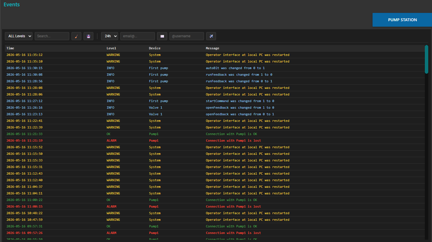 Event Records and Alarm History Database